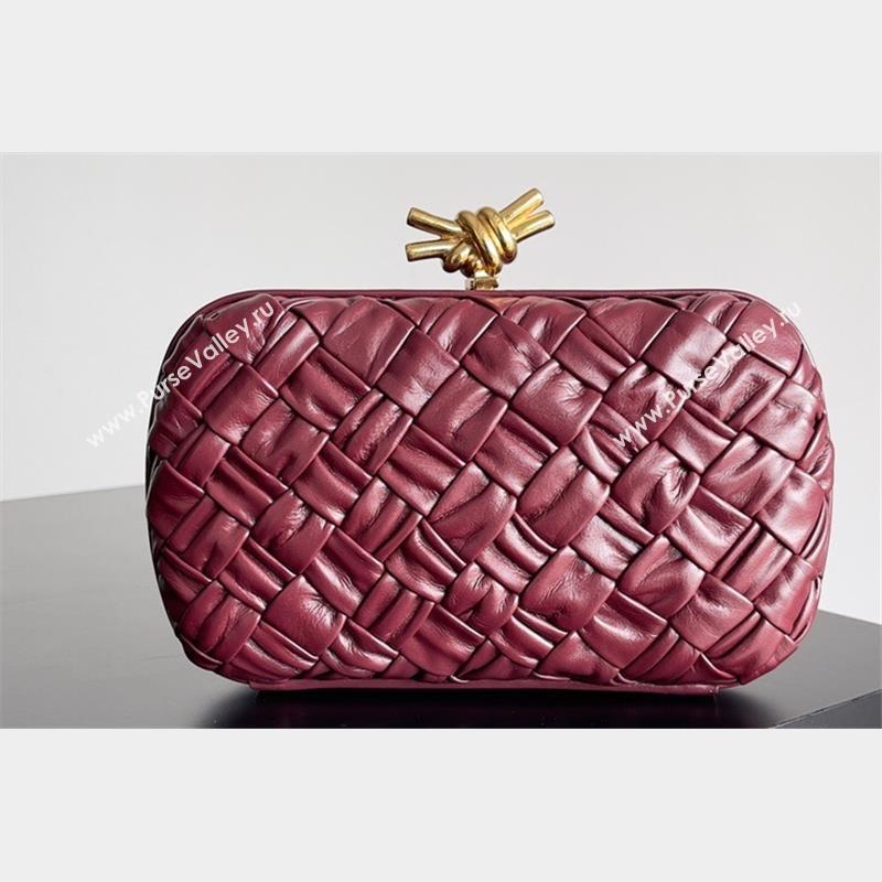 Bottega Veneta Foulard Intreccio leather Knot Minaudiere clutch Bag Burgundy 2023 (misu-23110128)