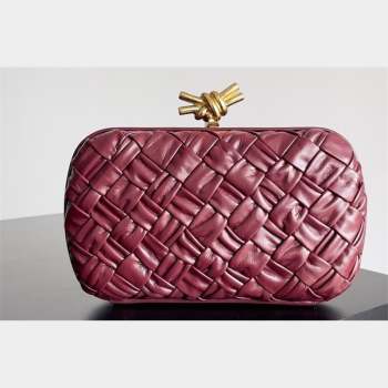 Bottega Veneta Foulard Intreccio leather Knot Minaudiere clutch Bag Burgundy 2023 (misu-23110128)