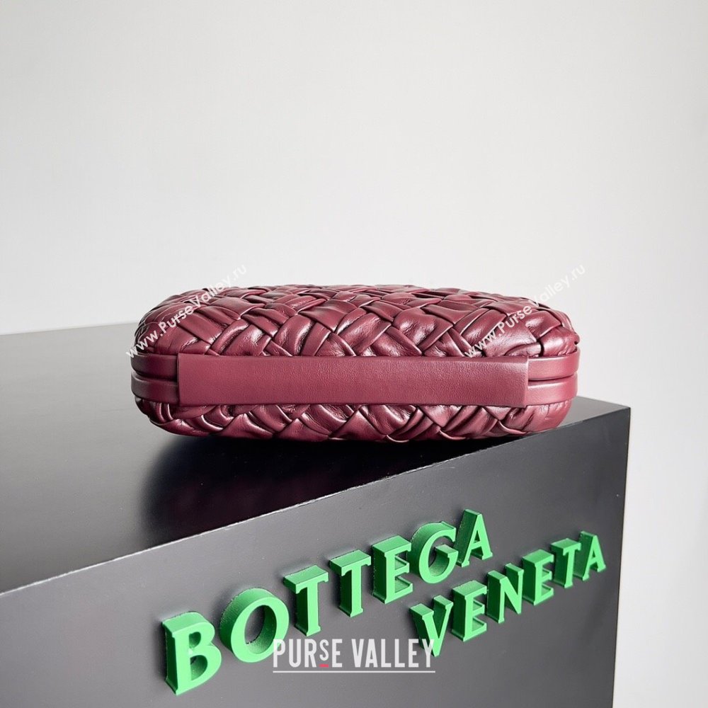 Bottega Veneta Foulard Intreccio leather Knot Minaudiere clutch Bag Burgundy 2023 (misu-23110128)