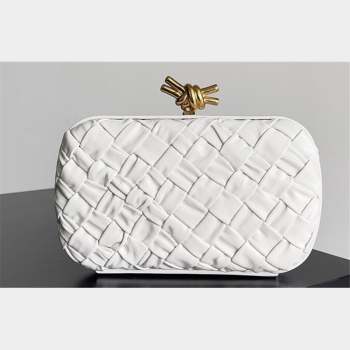 Bottega Veneta Foulard Intreccio leather Knot Minaudiere clutch Bag White 2023 (misu-23110129)