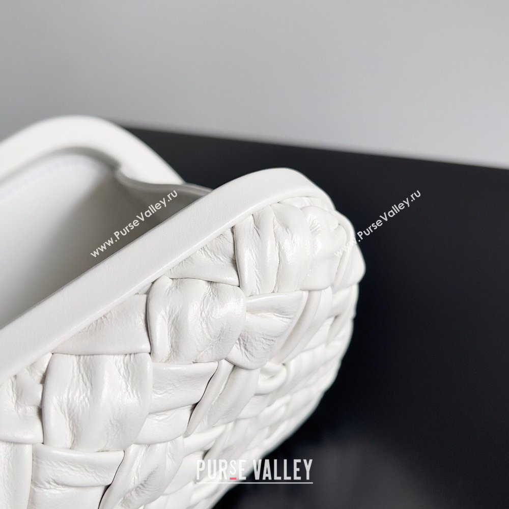 Bottega Veneta Foulard Intreccio leather Knot Minaudiere clutch Bag White 2023 (misu-23110129)