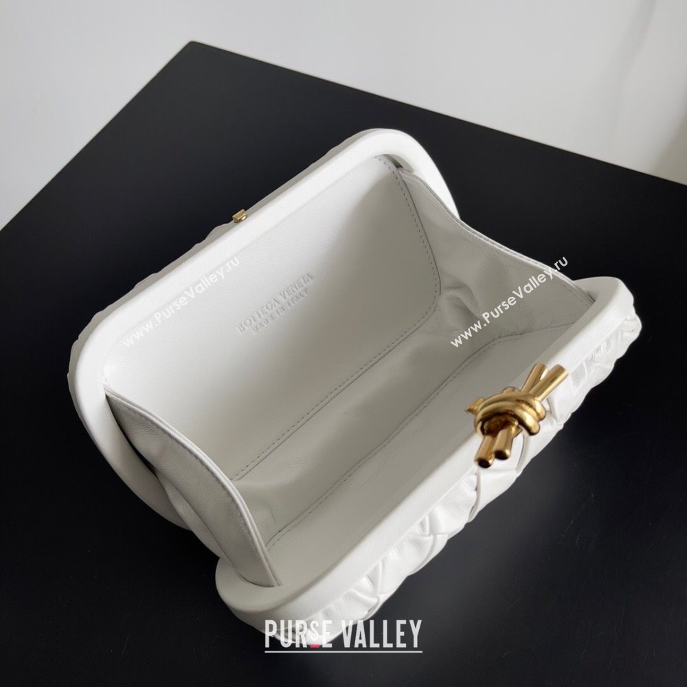 Bottega Veneta Foulard Intreccio leather Knot Minaudiere clutch Bag White 2023 (misu-23110129)