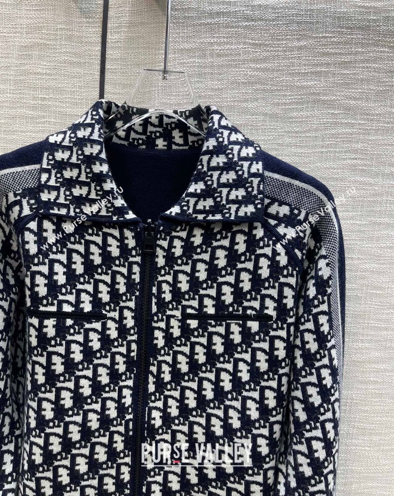 Dior Blue Dior Oblique Zipped Cardigan 2023 (milan-23110719)