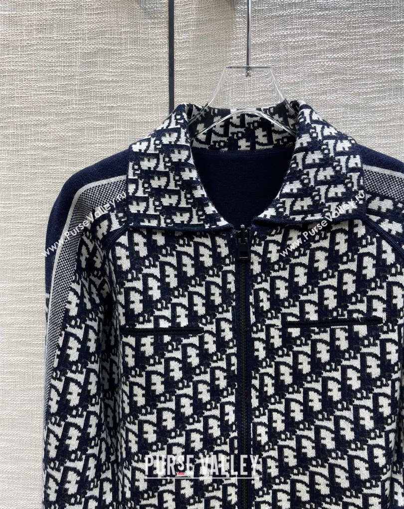 Dior Blue Dior Oblique Zipped Cardigan 2023 (milan-23110719)