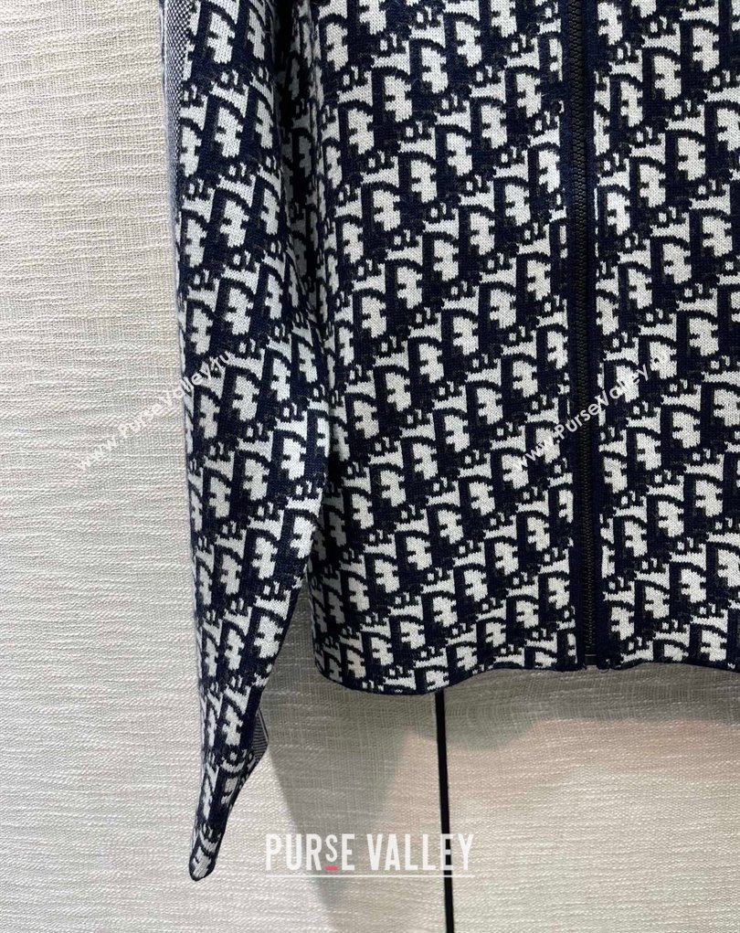 Dior Blue Dior Oblique Zipped Cardigan 2023 (milan-23110719)