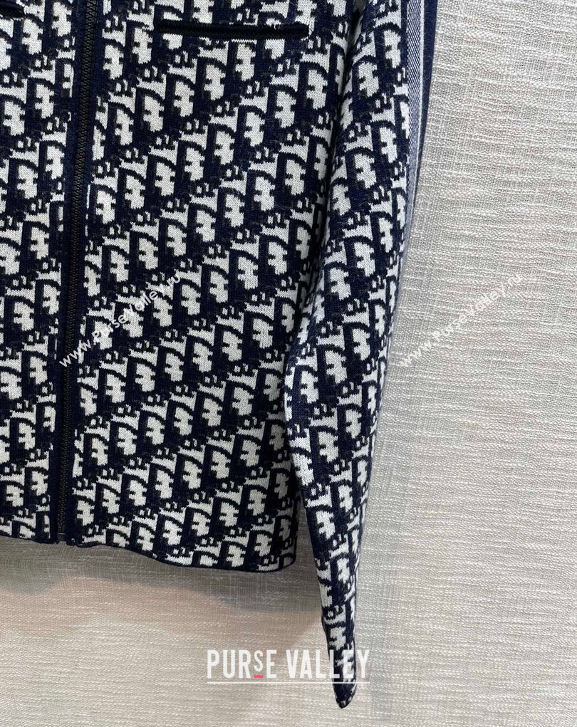 Dior Blue Dior Oblique Zipped Cardigan 2023 (milan-23110719)
