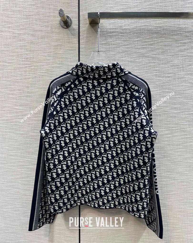 Dior Blue Dior Oblique Zipped Cardigan 2023 (milan-23110719)