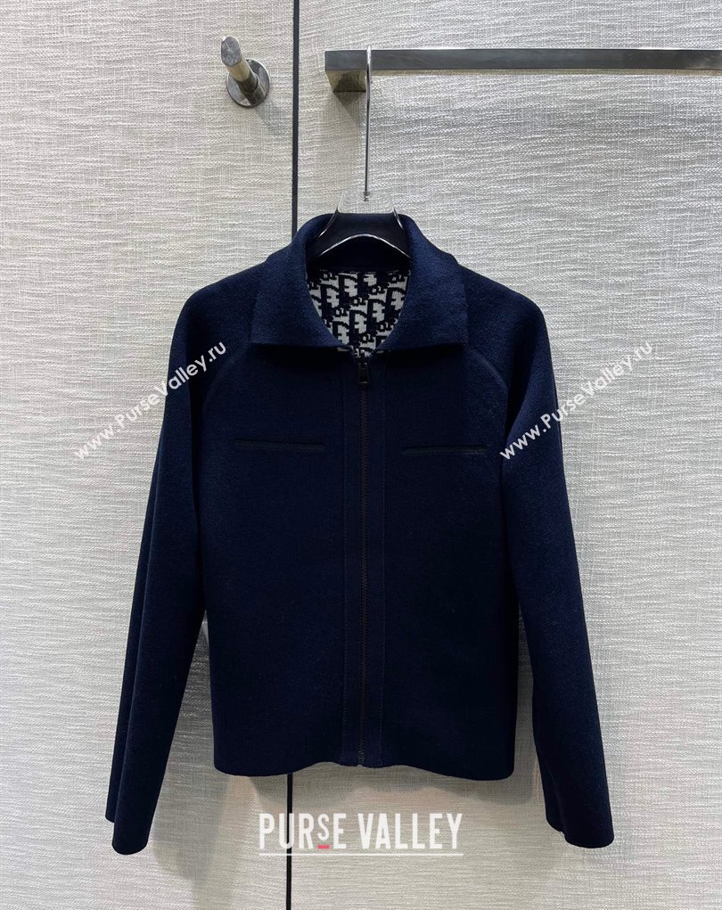Dior Blue Dior Oblique Zipped Cardigan 2023 (milan-23110719)