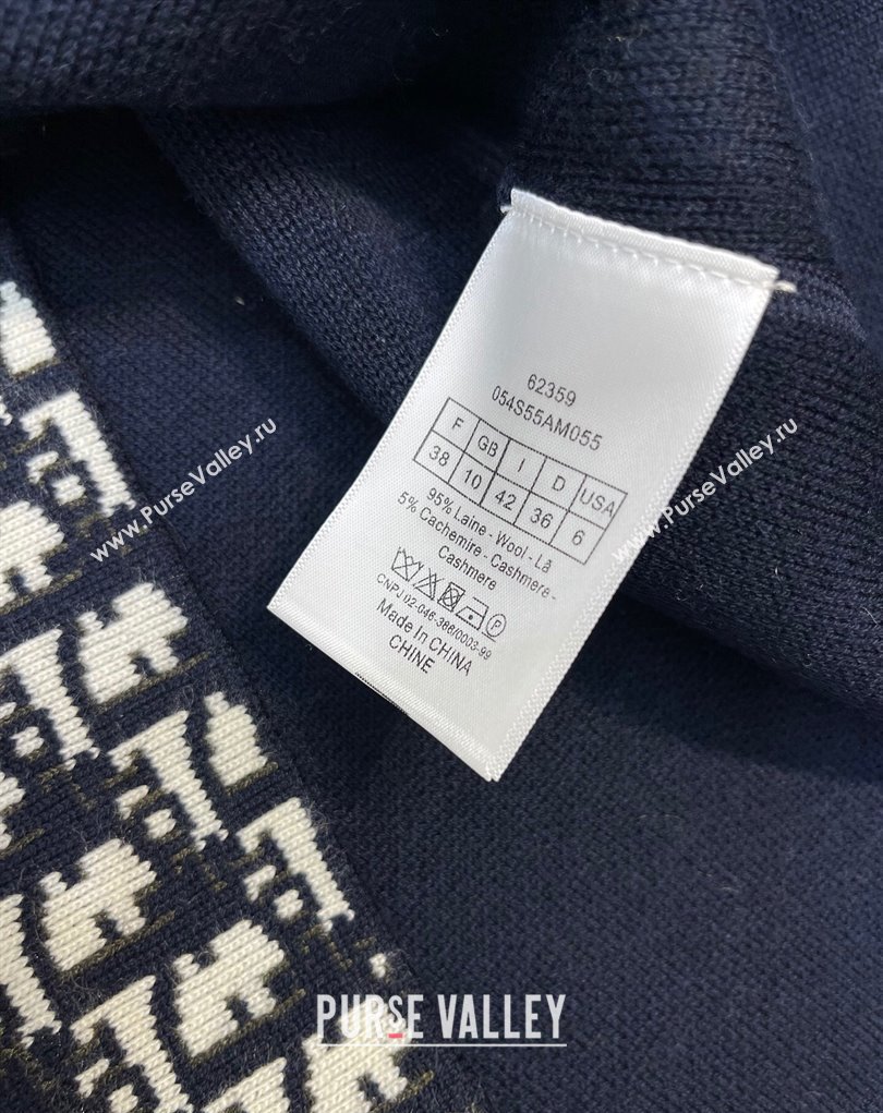 Dior Blue Dior Oblique Zipped Cardigan 2023 (milan-23110719)
