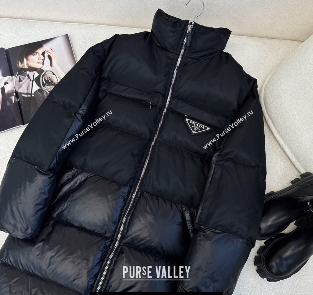 Prada Oversized Re-Nylon down jacket Black 2023 (milan-23110739)