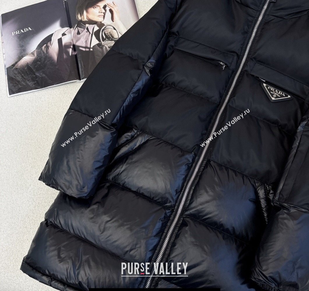 Prada Oversized Re-Nylon down jacket Black 2023 (milan-23110739)