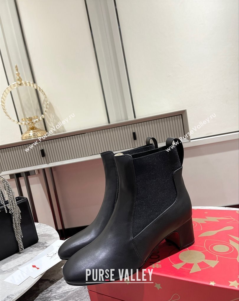 Christian Louboutin 6.5cm Turelastic Low boots leather CL17 Black 2023 (modeng-23111018)