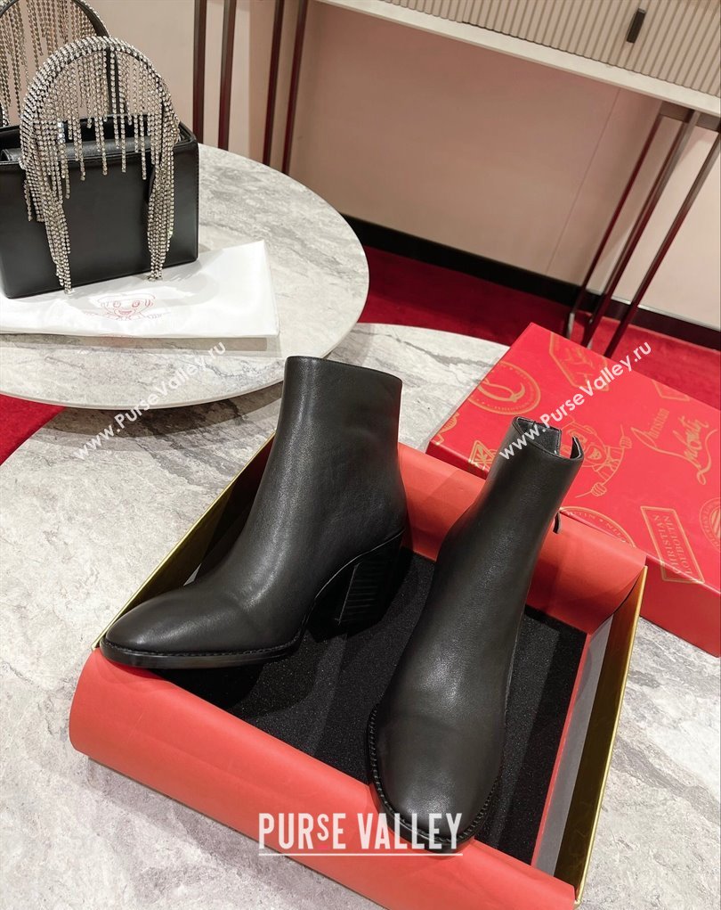 Christian Louboutin 7cm Santiazip Low boots leather CL18 Black 2023 (modeng-23111019)