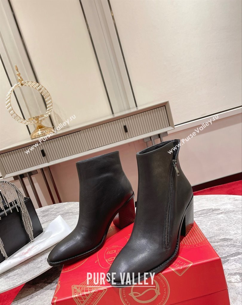 Christian Louboutin 7cm Santiazip Low boots leather CL18 Black 2023 (modeng-23111019)