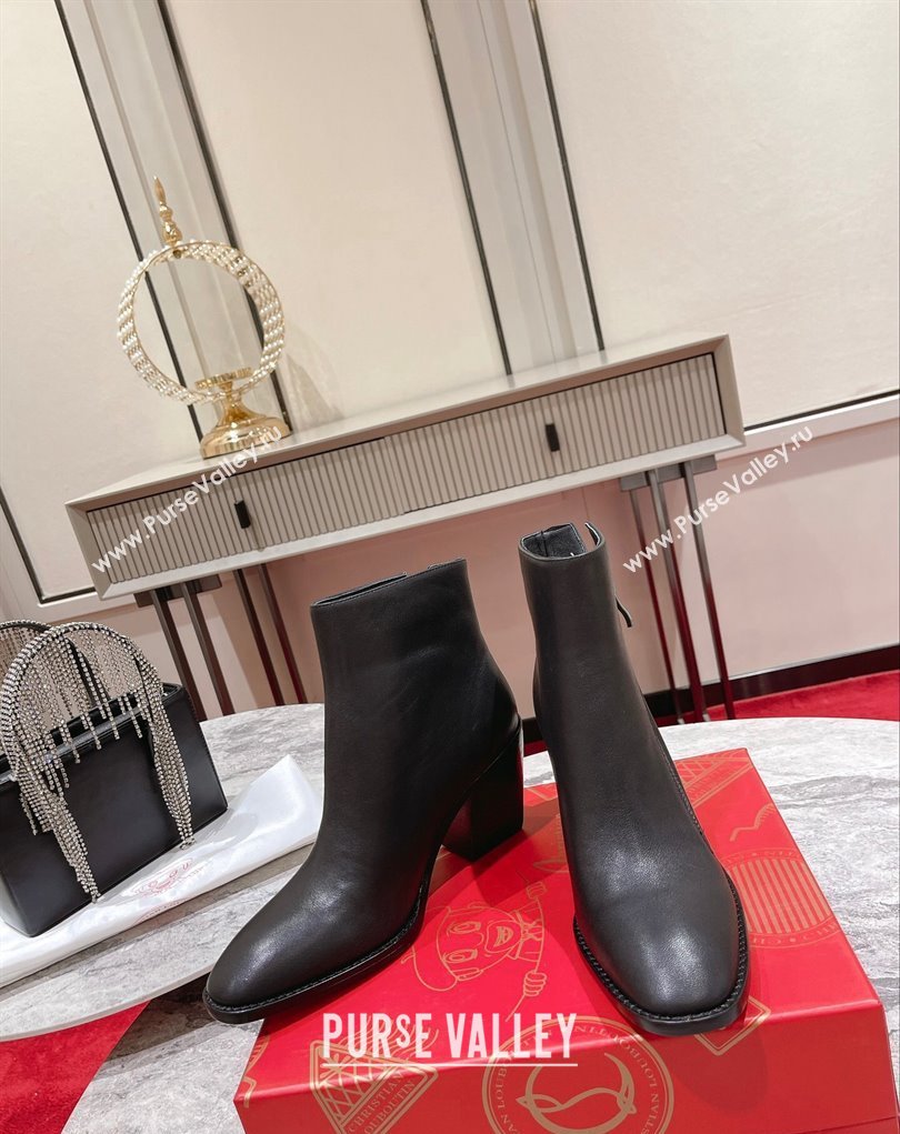 Christian Louboutin 7cm Santiazip Low boots leather CL18 Black 2023 (modeng-23111019)