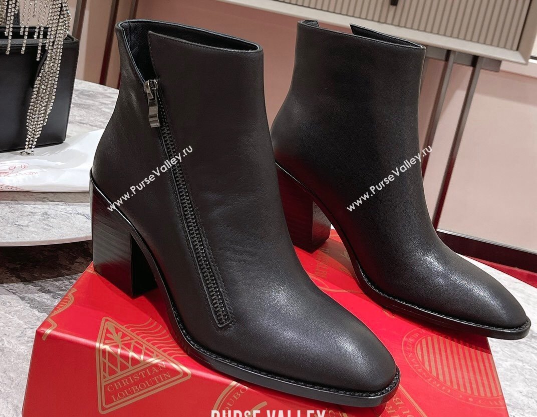 Christian Louboutin 7cm Santiazip Low boots leather CL18 Black 2023 (modeng-23111019)