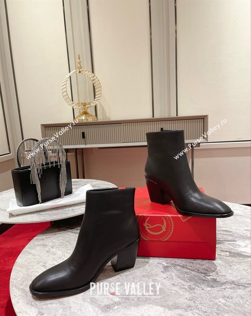 Christian Louboutin 7cm Santiazip Low boots leather CL18 Black 2023 (modeng-23111019)