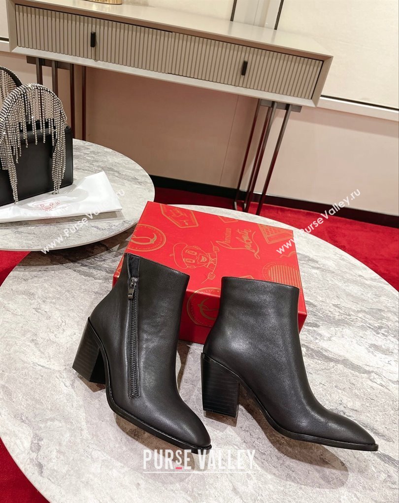 Christian Louboutin 7cm Santiazip Low boots leather CL18 Black 2023 (modeng-23111019)