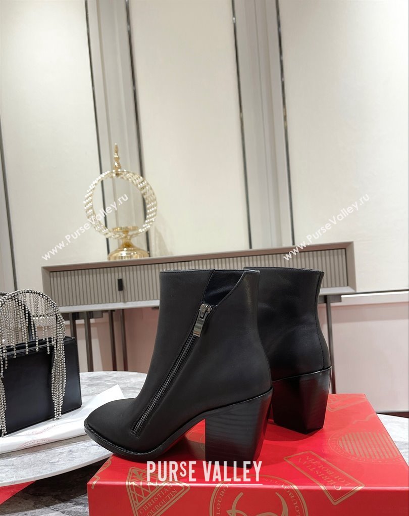 Christian Louboutin 7cm Santiazip Low boots leather CL18 Black 2023 (modeng-23111019)