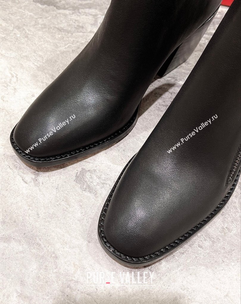 Christian Louboutin 7cm Santiazip Low boots leather CL18 Black 2023 (modeng-23111019)