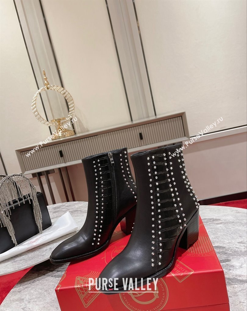 Christian Louboutin 7cm My Guitar Low boots leather CL19 Black 2023 (modeng-23111020)