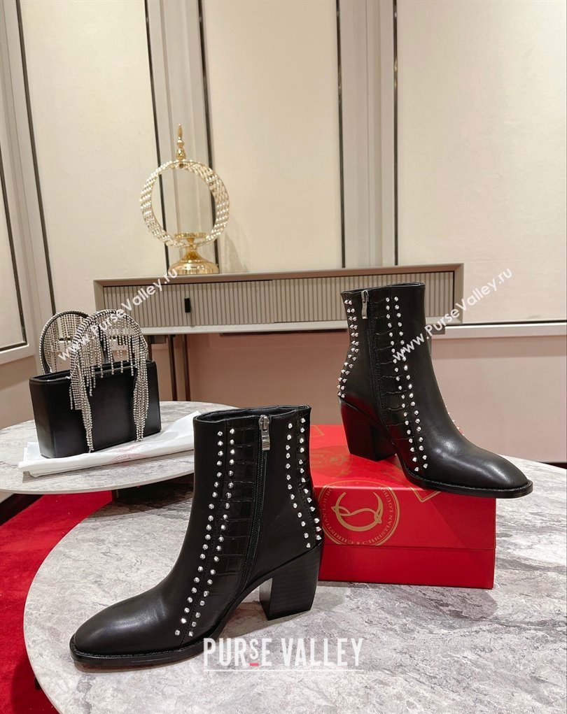 Christian Louboutin 7cm My Guitar Low boots leather CL19 Black 2023 (modeng-23111020)