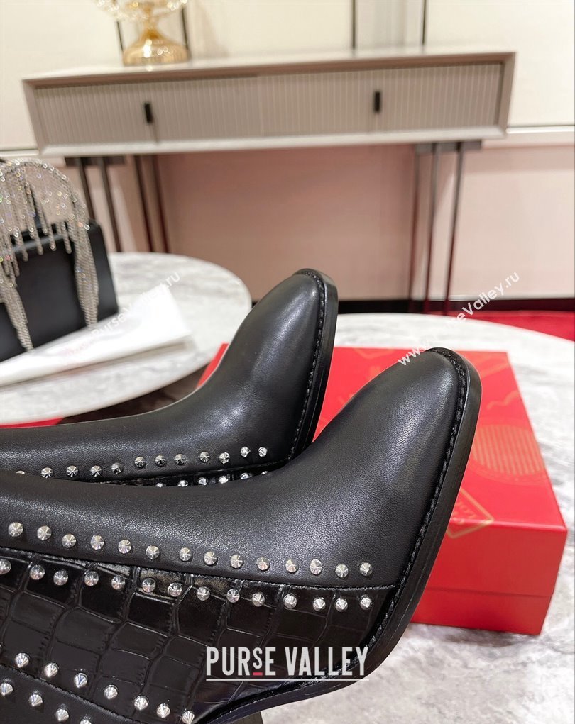 Christian Louboutin 7cm My Guitar Low boots leather CL19 Black 2023 (modeng-23111020)