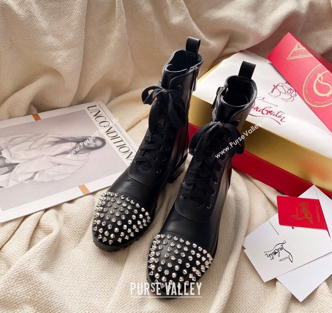 Christian Louboutin 3cm Spike-embellished TS Croc Low boots leather CL21 Studded Black 2023 (modeng-23111021)