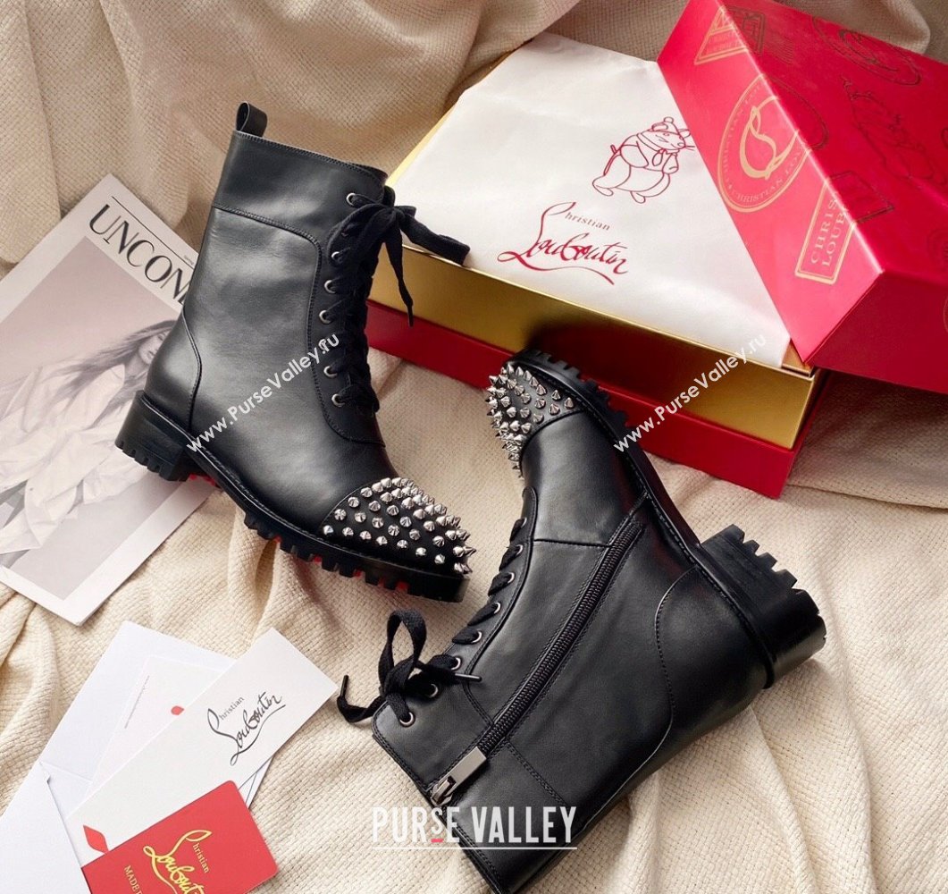 Christian Louboutin 3cm Spike-embellished TS Croc Low boots leather CL21 Studded Black 2023 (modeng-23111021)