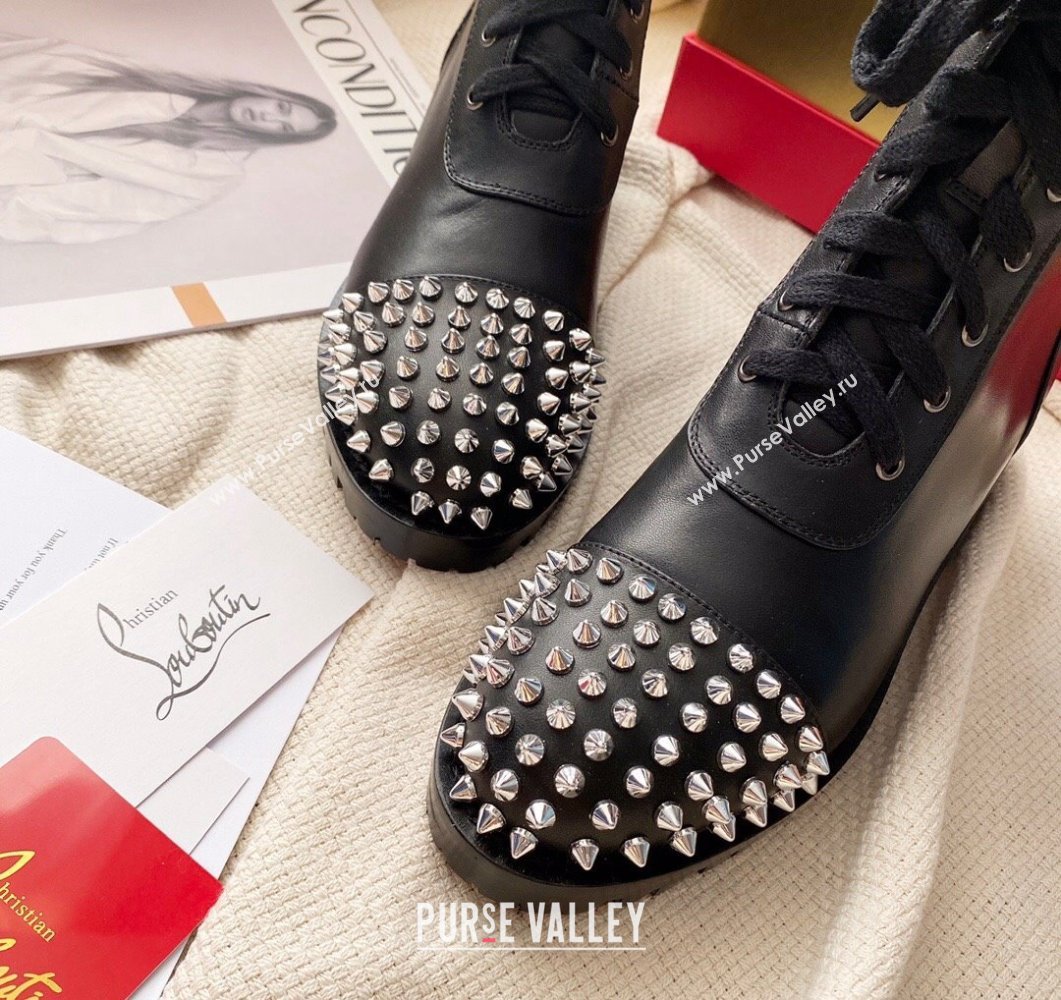 Christian Louboutin 3cm Spike-embellished TS Croc Low boots leather CL21 Studded Black 2023 (modeng-23111021)