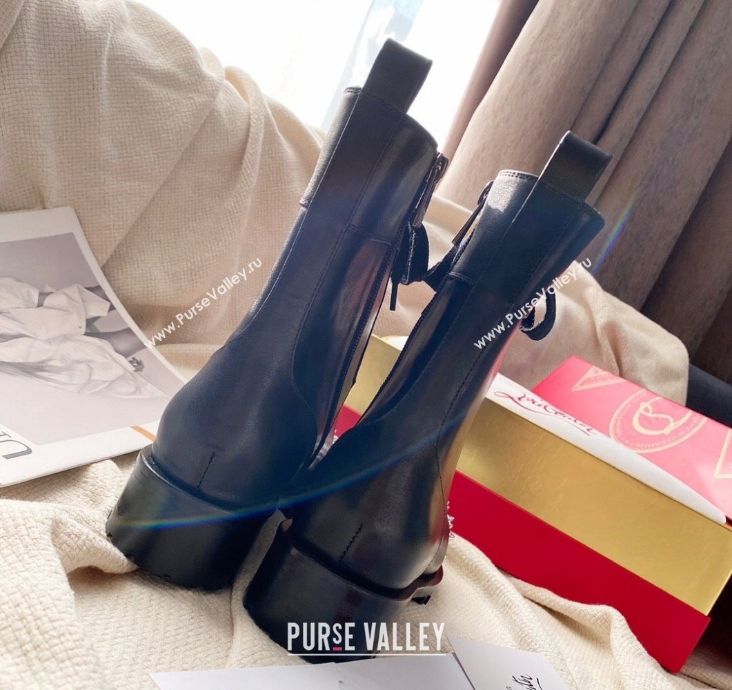 Christian Louboutin 3cm Spike-embellished TS Croc Low boots leather CL21 Studded Black 2023 (modeng-23111021)