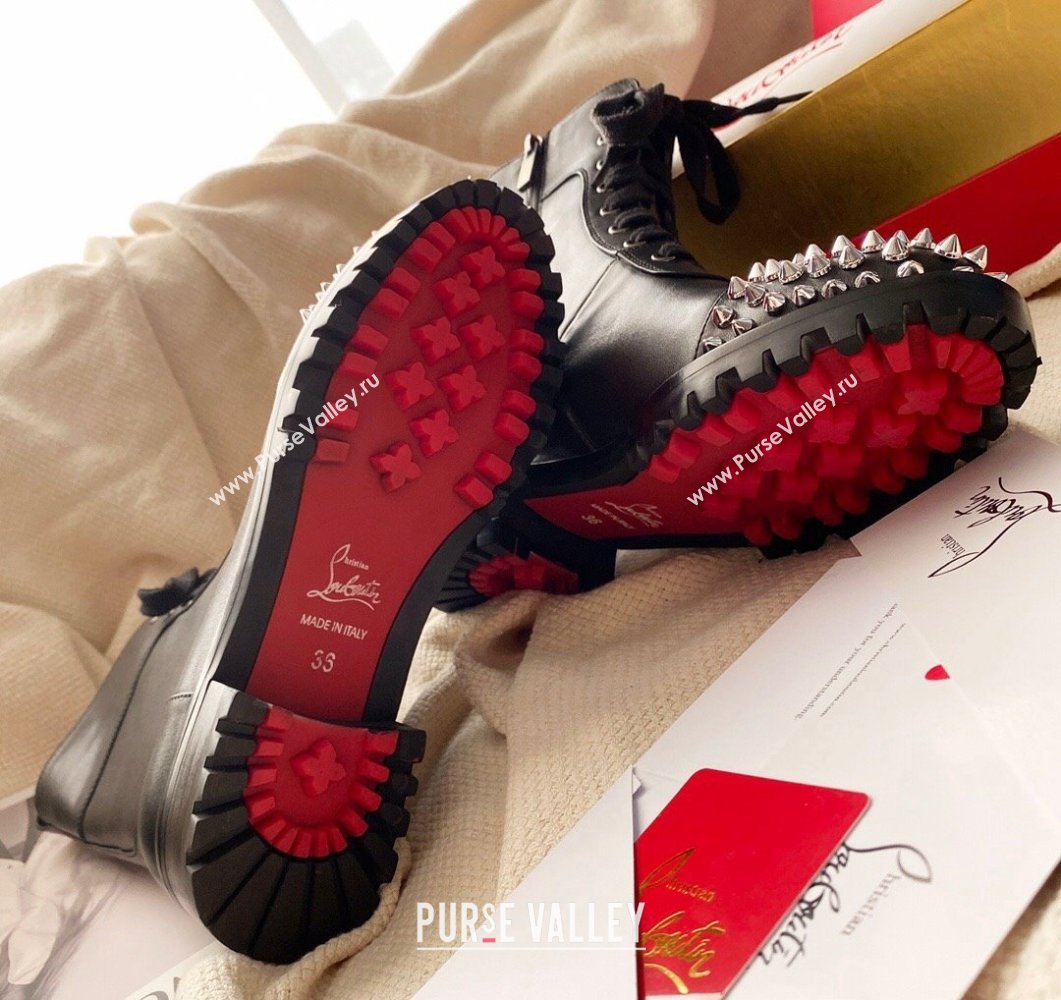 Christian Louboutin 3cm Spike-embellished TS Croc Low boots leather CL21 Studded Black 2023 (modeng-23111021)