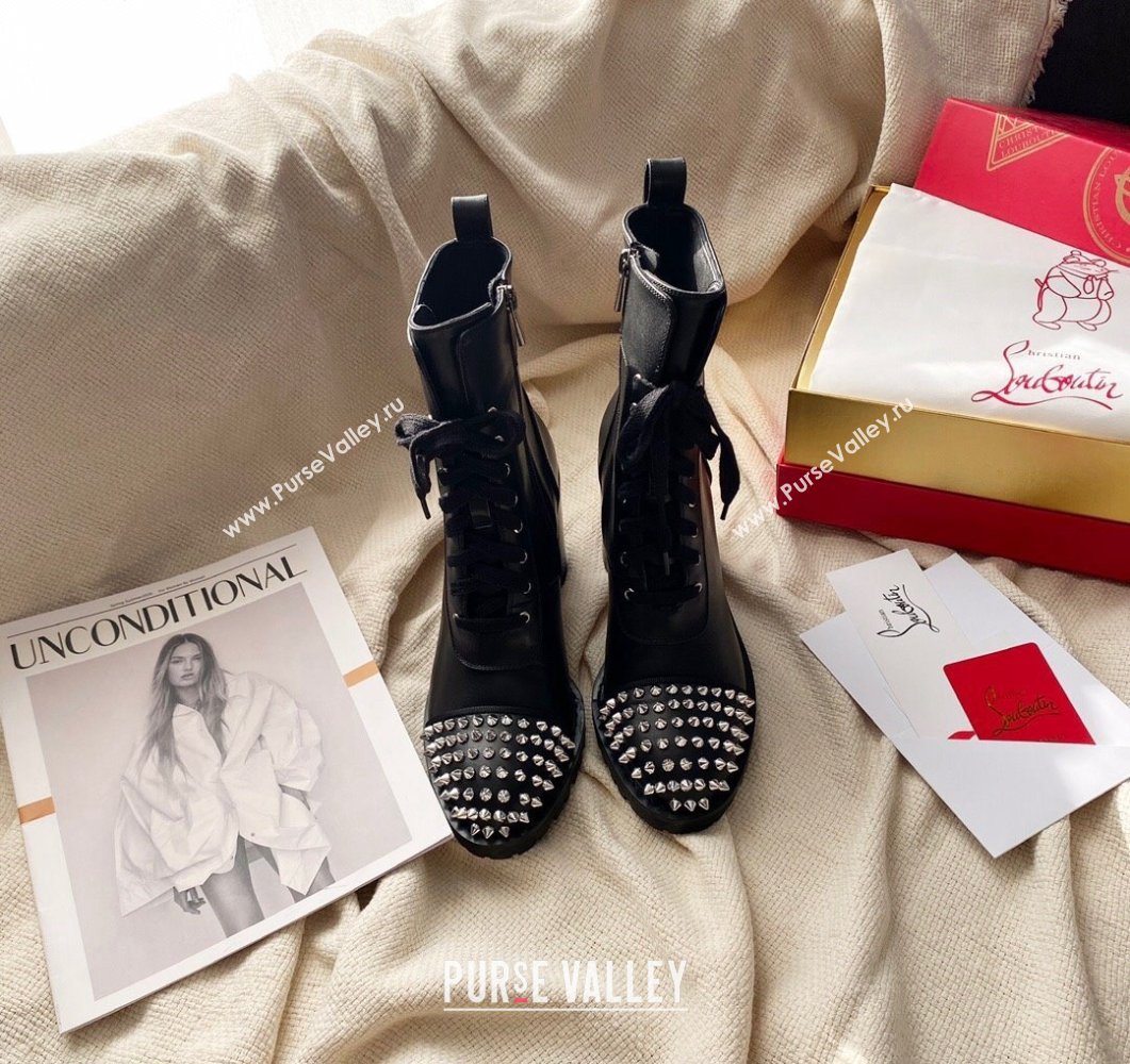 Christian Louboutin 7cm Spike-embellished TS Croc Low boots leather CL22 Black 2023 (modeng-23111022)