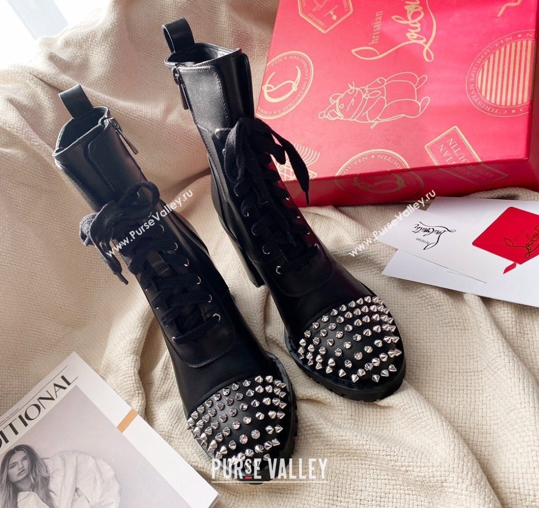 Christian Louboutin 7cm Spike-embellished TS Croc Low boots leather CL22 Black 2023 (modeng-23111022)