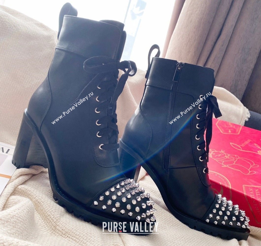 Christian Louboutin 7cm Spike-embellished TS Croc Low boots leather CL22 Black 2023 (modeng-23111022)