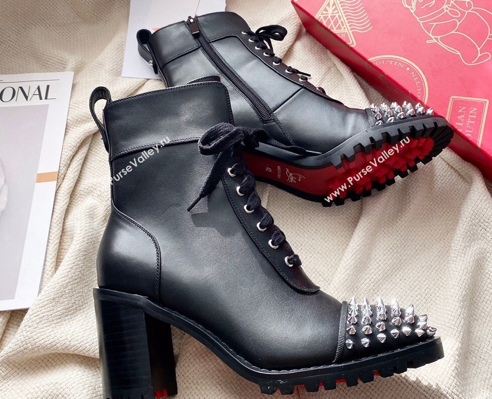 Christian Louboutin 7cm Spike-embellished TS Croc Low boots leather CL22 Black 2023 (modeng-23111022)