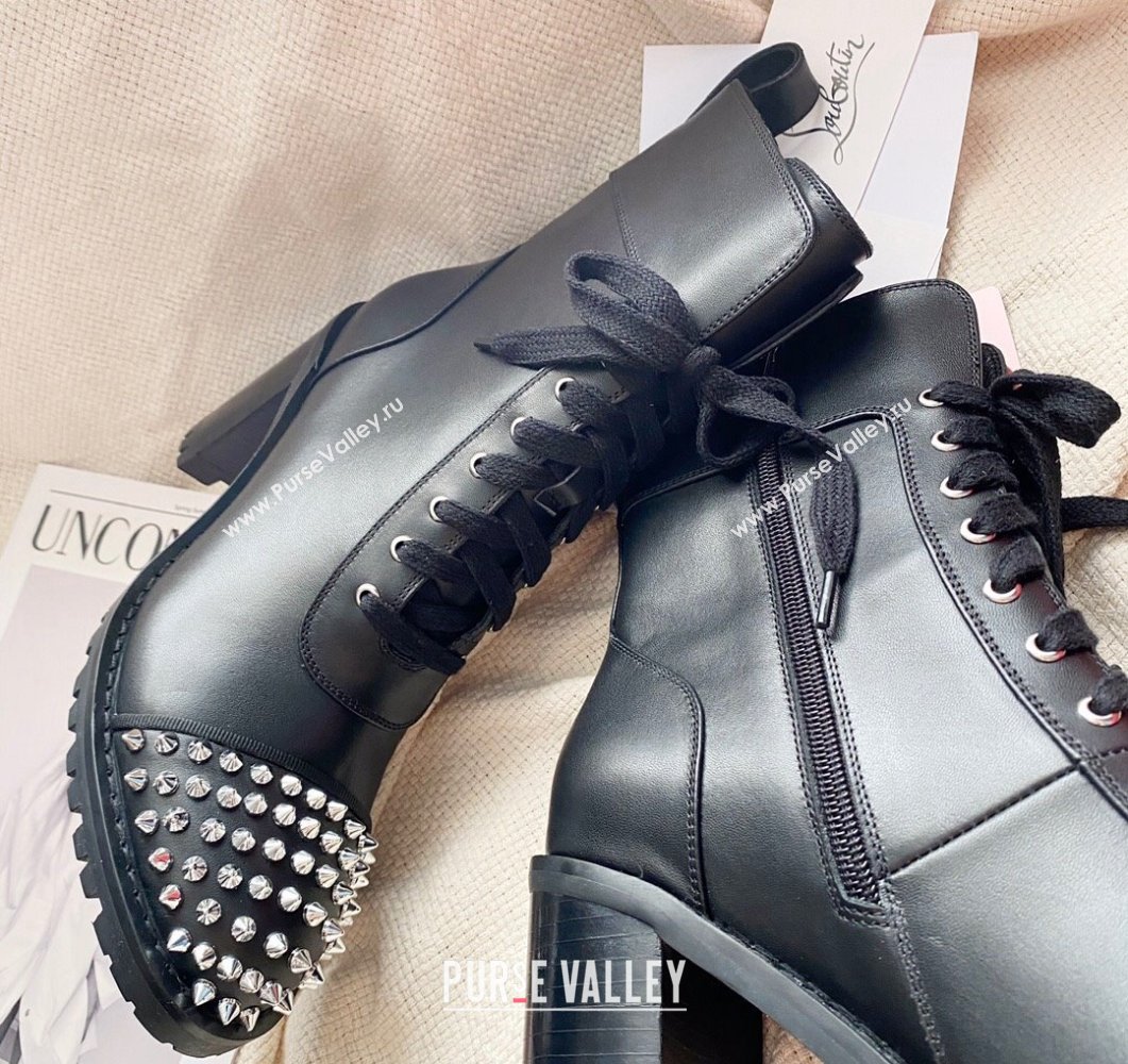 Christian Louboutin 7cm Spike-embellished TS Croc Low boots leather CL22 Black 2023 (modeng-23111022)