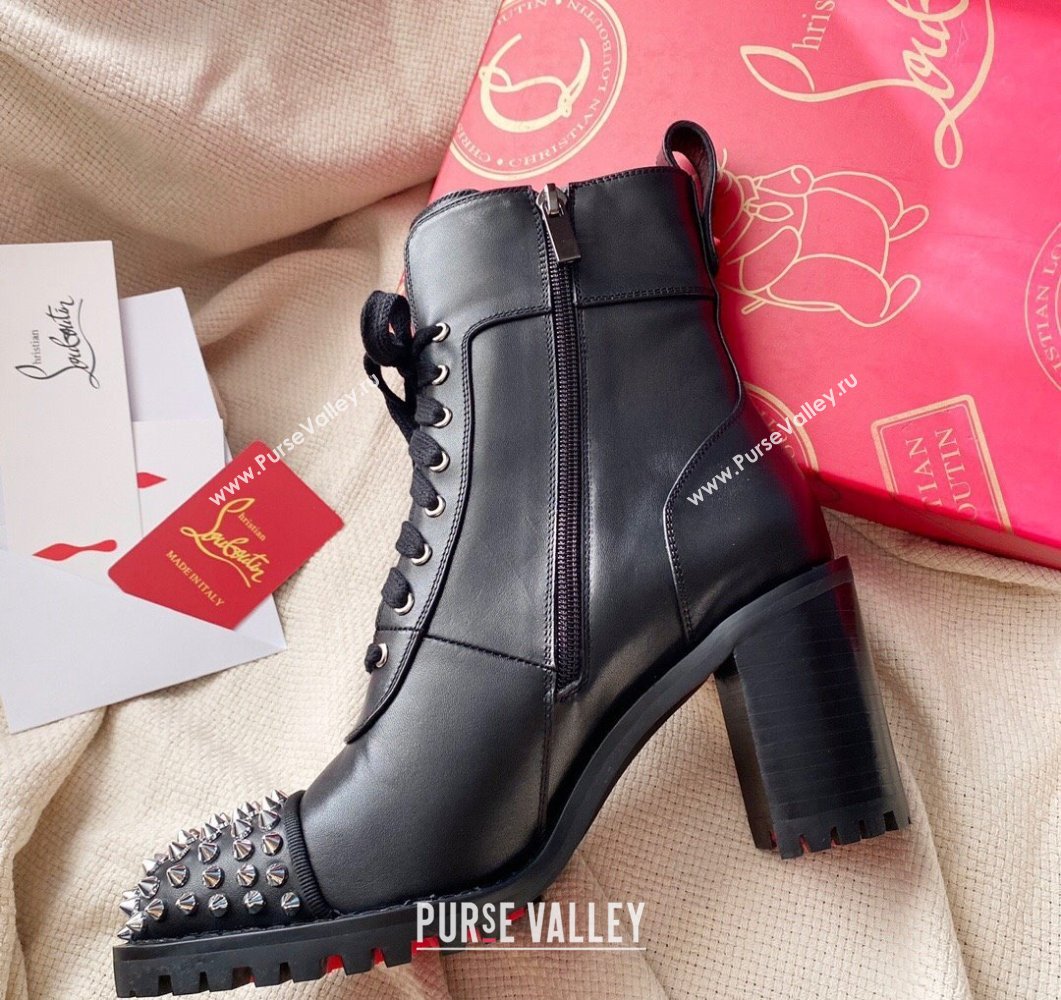 Christian Louboutin 7cm Spike-embellished TS Croc Low boots leather CL22 Black 2023 (modeng-23111022)