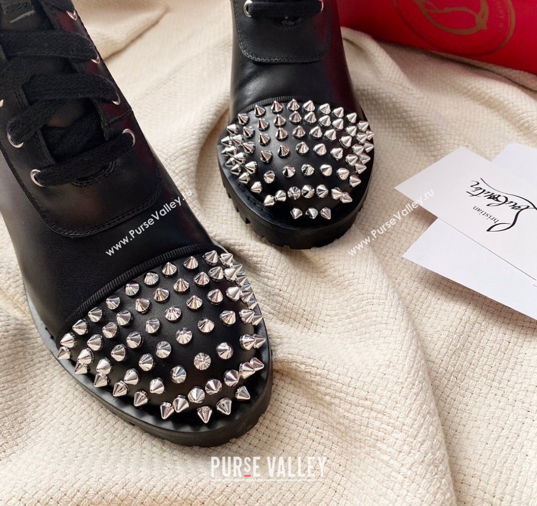 Christian Louboutin 7cm Spike-embellished TS Croc Low boots leather CL22 Black 2023 (modeng-23111022)