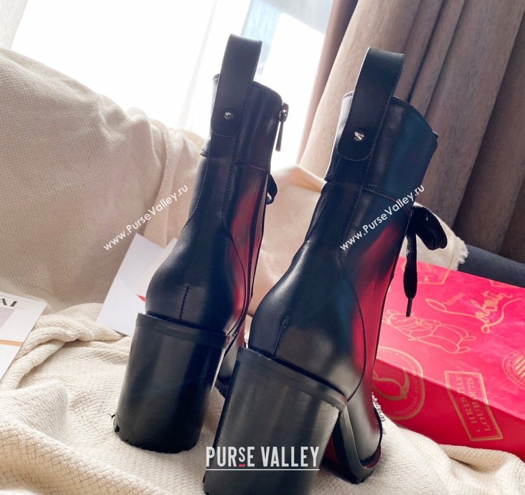 Christian Louboutin 7cm Spike-embellished TS Croc Low boots leather CL22 Black 2023 (modeng-23111022)