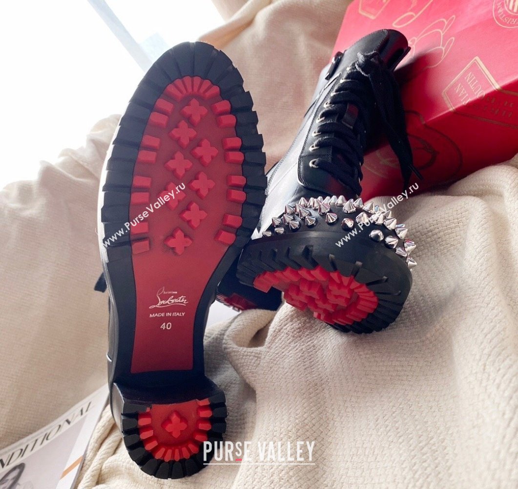 Christian Louboutin 7cm Spike-embellished TS Croc Low boots leather CL22 Black 2023 (modeng-23111022)