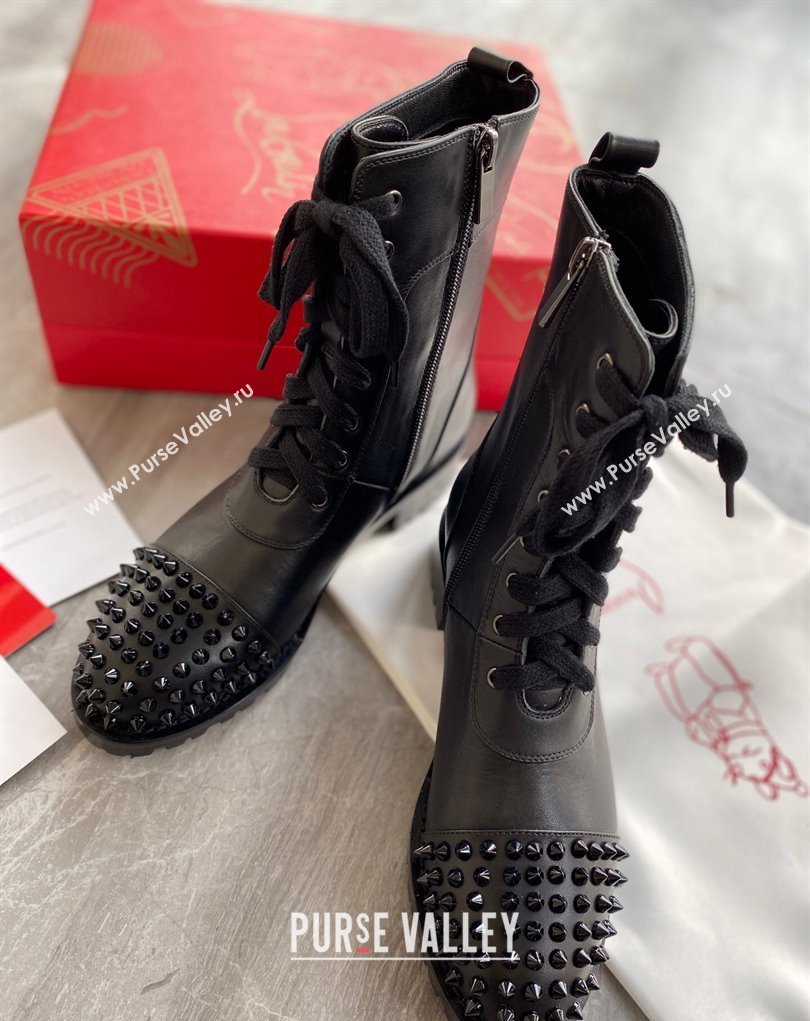Christian Louboutin 3cm Spike-embellished TS Croc Low boots leather CL23 Black 2023 (modeng-23111023)