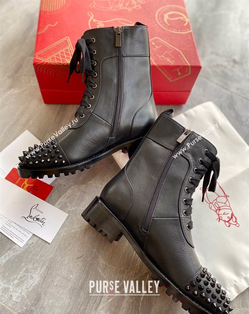Christian Louboutin 3cm Spike-embellished TS Croc Low boots leather CL23 Black 2023 (modeng-23111023)