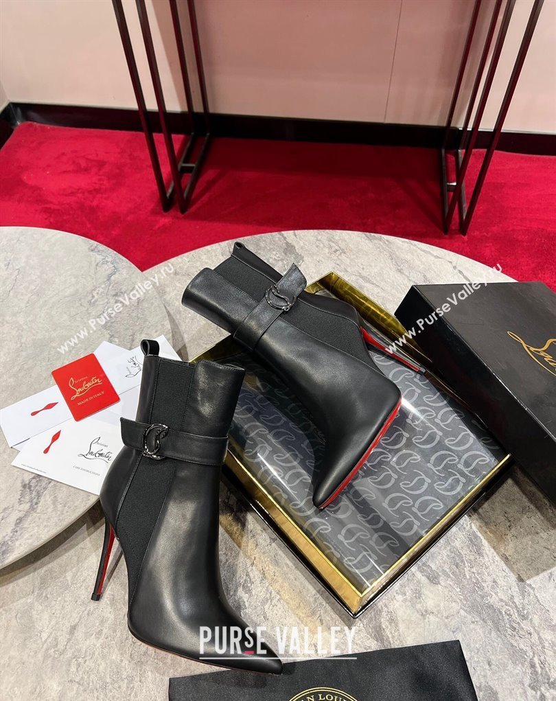 Christian Louboutin 10cm Low boots leather CL11 CL Chelsea Black 2023 (modeng-23111011)