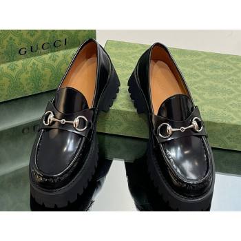 Gucci Womens loafer with Horsebit 764211 in Leather Black 2023 (modeng-23110901)