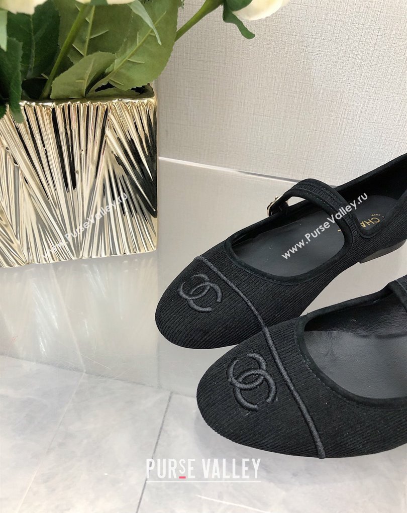 Chanel CC Logo Denim Mary Janes Black 2023 (dingyun-23111101)