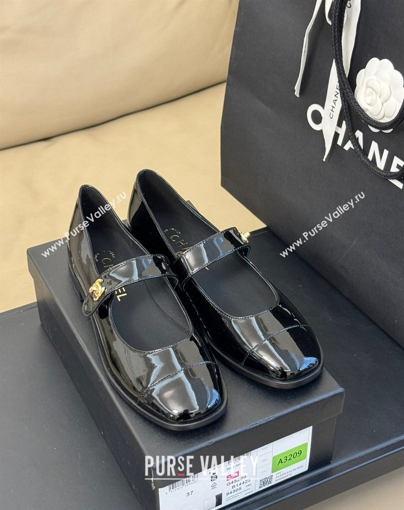 Chanel Patent Calfskin Mary Janes G45280 Black 2023 (kaola-23111101)