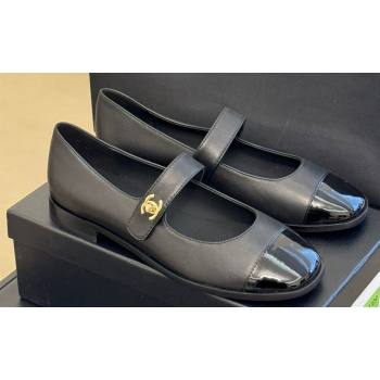 Chanel Lambskin and Patent Calfskin Mary Janes G45280 Black 2023 (kaola-23111103)