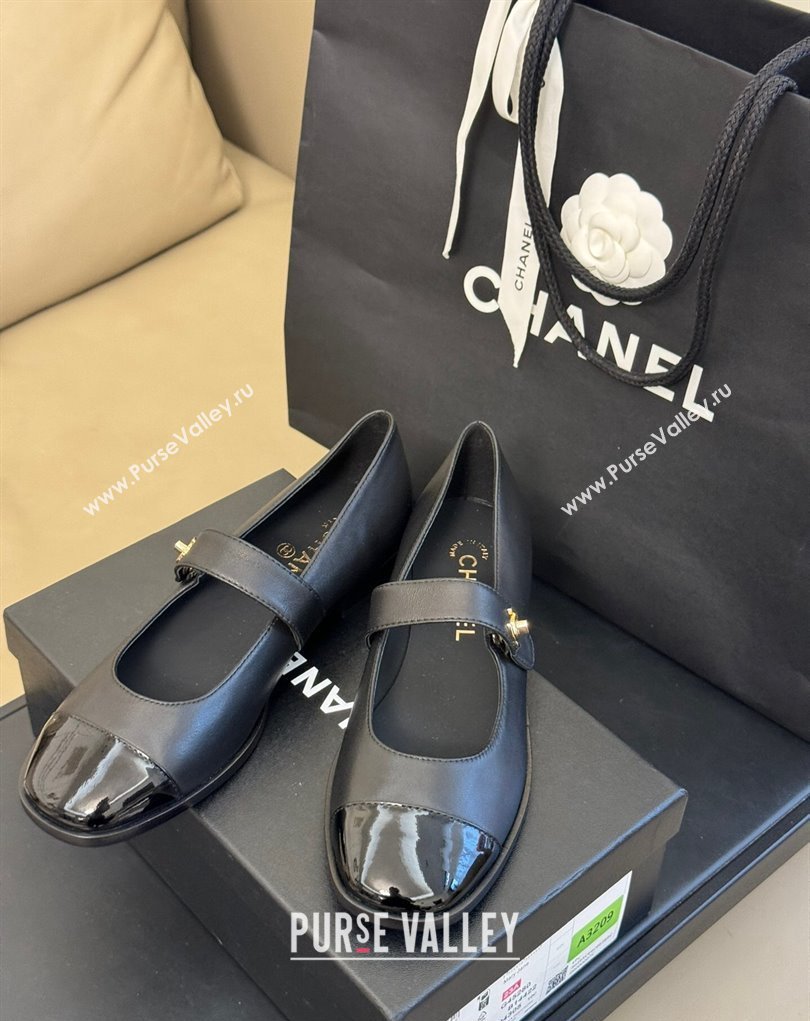 Chanel Lambskin and Patent Calfskin Mary Janes G45280 Black 2023 (kaola-23111103)