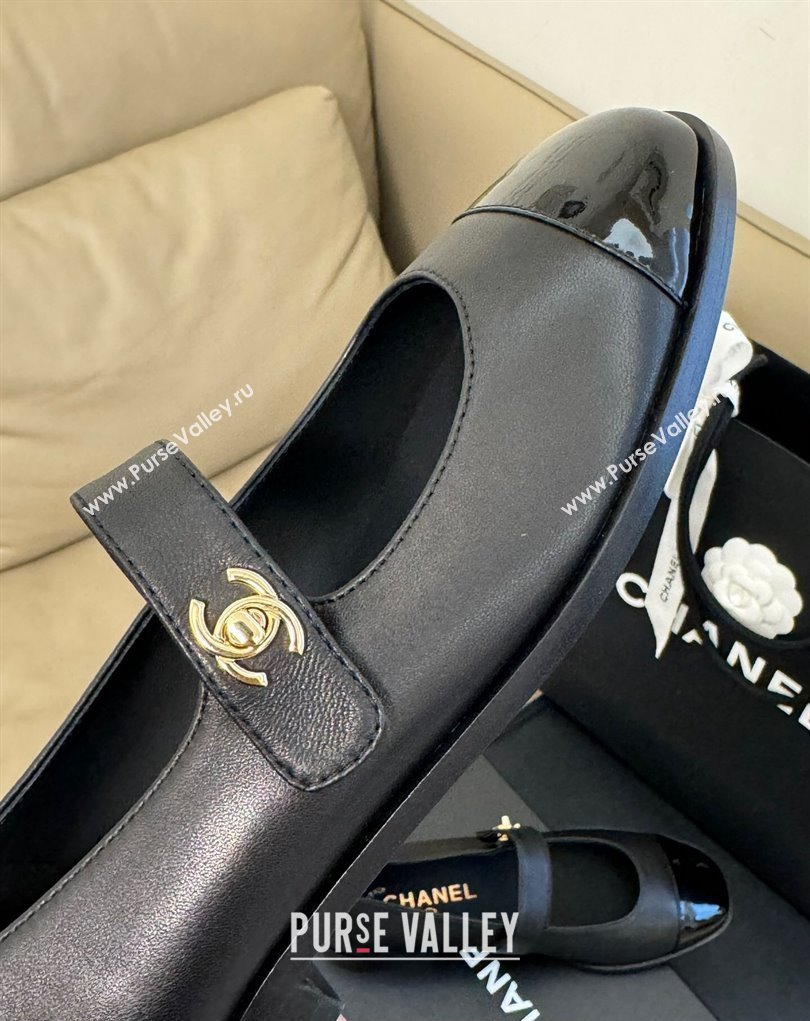 Chanel Lambskin and Patent Calfskin Mary Janes G45280 Black 2023 (kaola-23111103)